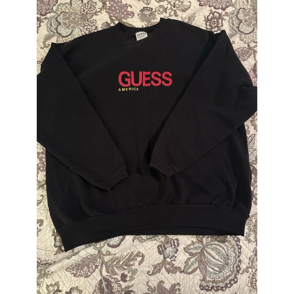 Vintage And Rare Guess America Jeans USA Sweatshirt Vintage Black Rare